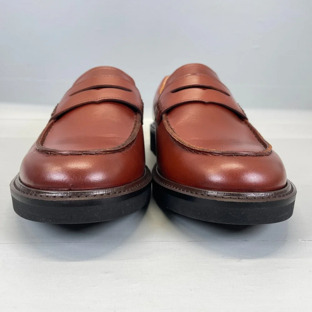 Ecco Metropole London Penny Loafers Mens Size 42 US 8 Brown Leather Dress Shoes